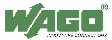 Zielone logo firmy WAGO z napisem 'INNOVATIVE CONNECTIONS' i symbolem zarejestrowanego znaku towarowego.