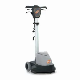 Szorowarka jednotarczowa do podłóg, szaro-biała, z widocznym logo producenta TMB.