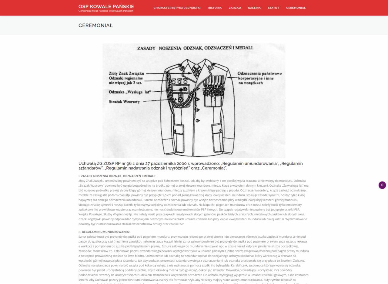 Schematyczne przedstawienie umundurowania strażackiego z zaznaczonymi miejscami przypięcia odznak, odznaczeń i medali. Ilustracja z regulaminu.