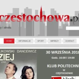 Strona internetowa lokalnego portalu informacyjnego twoja-czestochowa.pl z nagłówkiem, menu i reklamą drukarki