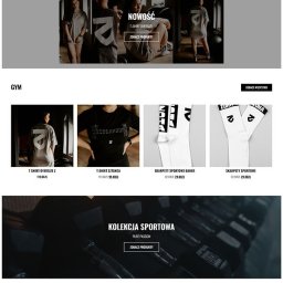 PSM Piotr Ficoń - Zrzut ekranu strony internetowej sklepu odzieżowego Zoha, prezentujący ofertę t-shirtów, bluz, skarpet sportowych oraz kolekcje Street Wear i Gym.