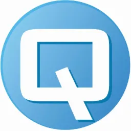 Logo firmy QSoftNet.pl: biała litera Q w niebieskim okręgu z gradientem.