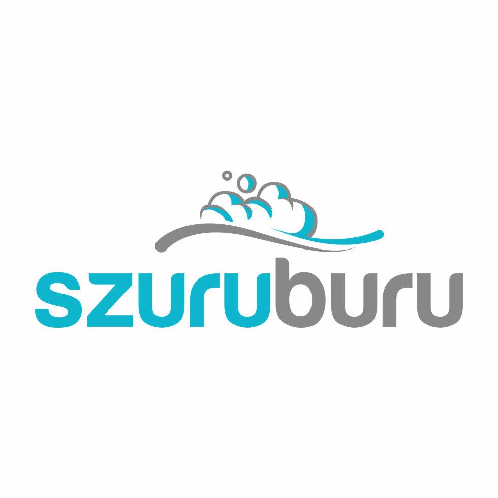 Logo firmy z nazwą 'szuruburu', stylizowaną grafiką chmurek i kropli, sugerujące czystość i świeżość.