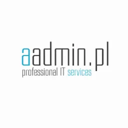 Logo firmy aadmin.pl z napisem 'professional IT services' w kolorze turkusowym i czarnym na białym tle.