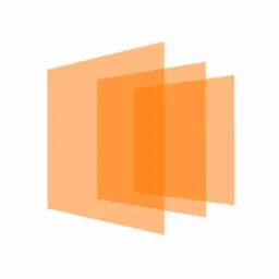 Abstrakcyjna grafika przedstawiająca trzy półprzezroczyste, pomarańczowe prostokąty przesunięte względem siebie, tworzące iluzję głębi.