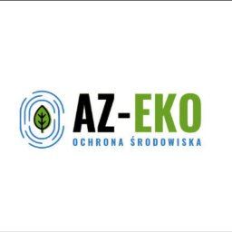 AZ-EKO SP. Z O.O. - Logo firmy AZ-EKO Ochrona Środowiska z zielonym liściem w okręgu i napisem w kolorach czarnym i zielonym na białym tle.
