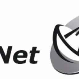 Szare logo DKNet z stylizowaną anteną satelitarną w owalu, na białym tle.