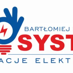 Logo firmy EL System Bartłomiej Piankowski oferującej usługi elektryczne, z symbolem dłoni z błyskawicą w niebiesko-czerwonej kolorystyce.