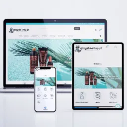 Responsywna strona sklepu internetowego czysto-shop.pl wyświetlana na laptopie, tablecie i smartfonie. Na ekranach widoczne produkty marki Tesori d'Oriente.