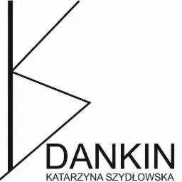 Logo firmy Dankin Katarzyna Szydłowska z Dębna, przedstawiające stylizowaną literę K w minimalistycznym, geometrycznym stylu.