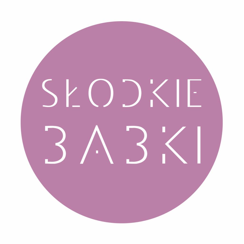 Logo firmy 'Słodkie Ząbki' na fioletowym okręgu, z minimalistycznym krojem pisma.