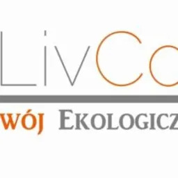 Logo sklepu internetowego LivCol.pl z hasłem 'Tw&oacute;j EKOLOGICZNY Sklep', wykorzystujące geometryczny symbol w kolorach szarym i pomarańczowym.
