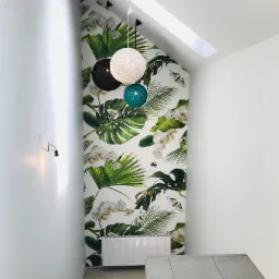 Fototapeta wysoka na 6 m, wykonana z trzech kawałków (przy okazji ściany malowane przez nas) :)