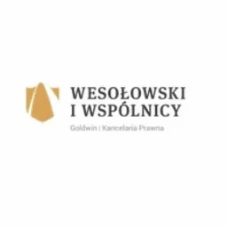 Logo kancelarii prawnej Wesołowski i Wspólnicy, z elementem graficznym w kolorze złotym przypominającym tarczę i napisem Goldwin | Kancelaria Prawna poniżej nazwy.