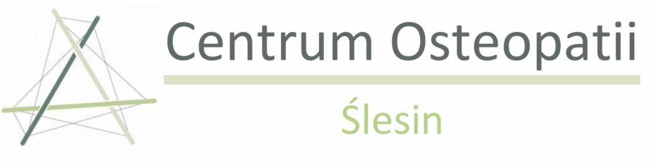 Logo Centrum Osteopatii Ślesin z geometrycznym symbolem i nazwą firmy.