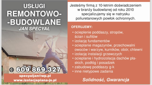 Usługi Remontowo-Budowlane - Izolacja fundamentów Łekno
