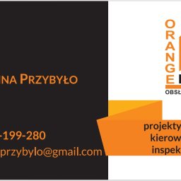 Karolina Przybyło - Wizytówka mgr inż. Karoliny Przybyło z logo Orange House, oferującej projekty budowlane, usługi kierownika budowy i inspektora nadzoru. Kontakt: tel. 795-199-280, karolinaprzybylo@gmail.com.