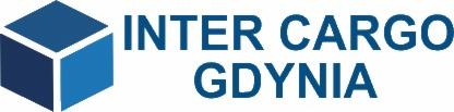 Logo firmy Inter Cargo Gdynia z symbolem niebieskiego sześcianu.