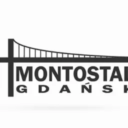 Logo firmy Montostal Gdańsk z motywem mostu w kolorze czarnym na białym tle.