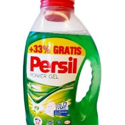 Luna24.pl - Butelka zielonego płynu do prania Persil Power Gel z napisem '+33% GRATIS' na białym tle, widoczna etykieta z informacjami o produkcie.