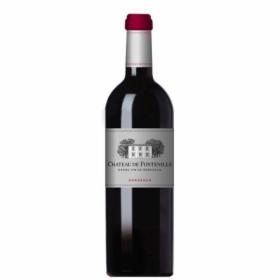 Elegancka butelka czerwonego wina Bordeaux z srebrną etykietą i bordowym korkiem, na białym tle.