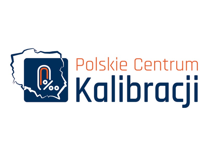 Logo 'Polskie Centrum Kalibracji' z symbolem procentu w konturach mapy Polski.