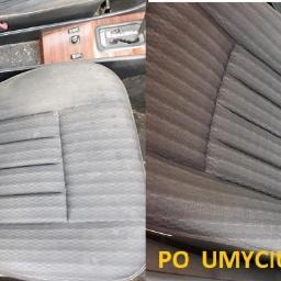 LustrCars - Porównanie fotela samochodowego przed i po czyszczeniu: widoczna różnica w kolorze i czystości tapicerki.