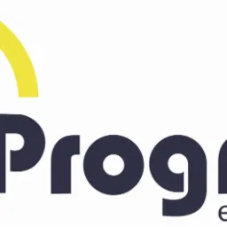 Logo firmy Progress Engineering z żółtym symbolem strzałek w okręgu i granatowym napisem 'Progress' nad słowem 'engineering'.