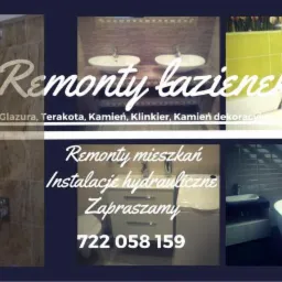 Mozaika zdjęć przedstawiająca aranżacje łazienek: kabina prysznicowa wyłożona brązową glazurą, dwie umywalki na blacie z kamienia, wanna wolnostojąca na poddaszu i wanna w obudowie z ciemnego...