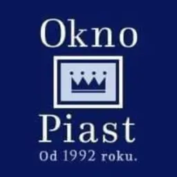 Logo firmy Okno Piast z koroną w ramce, napis 'Od 1992 roku' na granatowym tle.