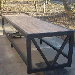stół industrialny metal + drewno
