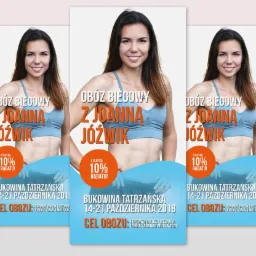 Ulotka reklamowa obozu biegowego z Joanną Jóźwik, oferująca 10% rabatu, Bukowina Tatrzańska, październik 2018.