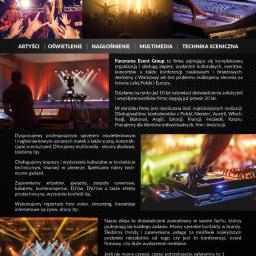 PANORAMA EVENT GROUP - kompleksowa organizacja i obsługa imprez: eventy firmowe, uroczyste gale, konferencje, koncerty itp.  Profesjonalna technika sceniczna, oświetlenie, nagłośnienie, multimedia, artyści, zespoły coverowe, DJ'e 