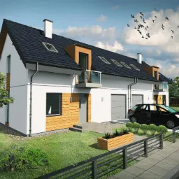 Wizualizacja 3D domu w zabudowie bliźniaczej
