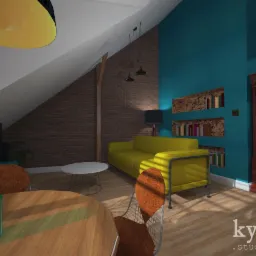 Projekt adaptacji poddasza na mieszkanie- salon