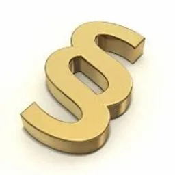 Złoty paragraf na białym tle, symbol prawa i regulacji, delikatny cień.