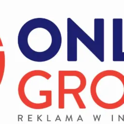 Logo firmy Online Group.pl z niebiesko-czerwonym znakiem graficznym i napisem 'Reklama w Internecie' w dolnej części.