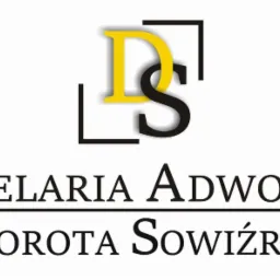 Logo Kancelarii Adwokackiej Dorota Sowiźrał z abstrakcyjnym symbolem z liter D i S w kolorach żółtym i czarnym.
