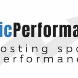 Logo firmy AthleticPerformance.pl z hasłem 'Boosting sports performance' i strzałką skierowaną w górę, symbolizującą wzrost.