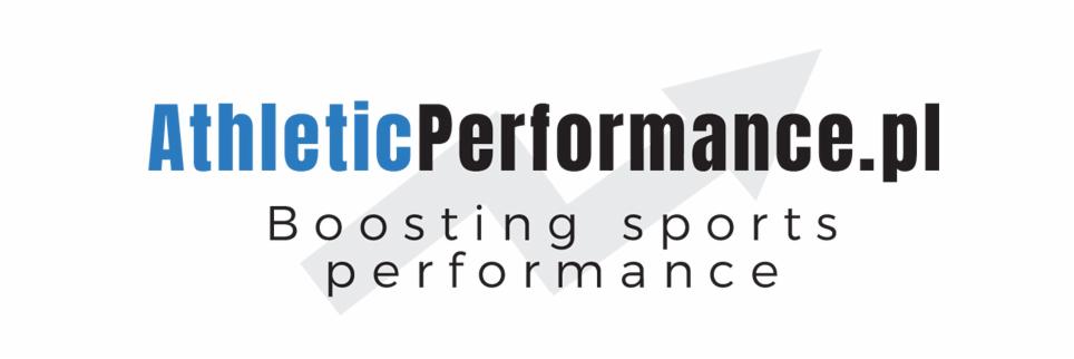 Logo firmy AthleticPerformance.pl z hasłem 'Boosting sports performance' i strzałką skierowaną w górę, symbolizującą wzrost.