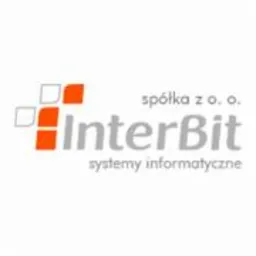 Logo firmy InterBit systemy informatyczne, z pomarańczowym napisem i szarymi elementami graficznymi, na białym tle.