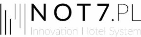 Logo firmy NOT7.PL Innovation Hotel System z graficznymi elementami pionowych linii.