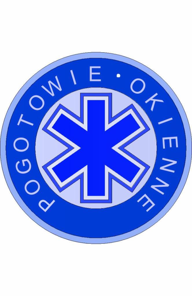 Niebieskie logo 'Pogotowie Okienne' z symbolem gwiazdy życia w centrum.