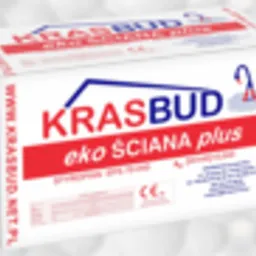 Paczka materiału izolacyjnego z widocznym logo producenta KRASBUD EKO ŚCIANA plus, przeznaczona do ociepleń budynków.