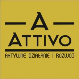 Logo firmy Attivo z hasłem 'Aktywne Działanie i Rozwój' na żółtym tle.