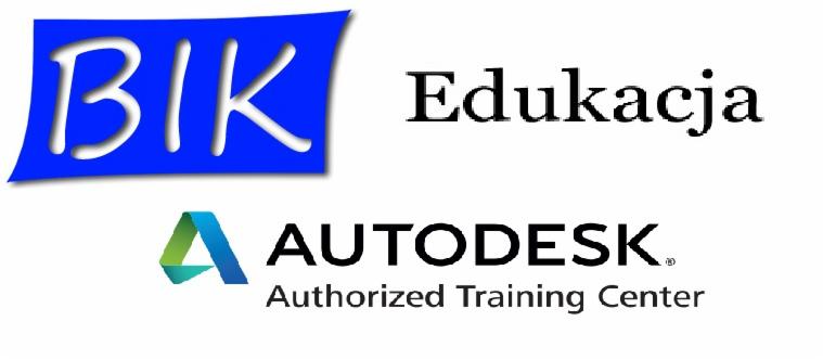 Logo BIK Edukacja oraz Autodesk Authorized Training Center na białym tle.