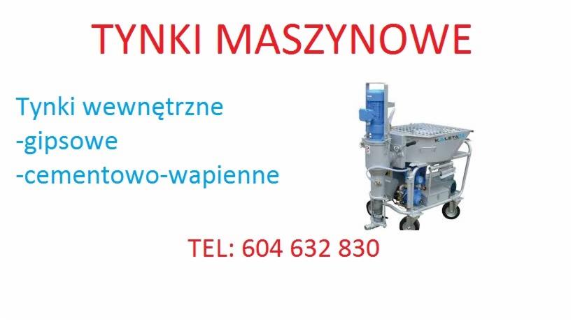 Profesjonalna maszyna do nakładania tynków wewnętrznych gipsowych i cementowo-wapiennych marki Kaleta, z widocznym niebieskim silnikiem i zbiornikiem na materiał, oraz numerem telefonu kontaktowego.