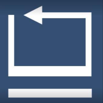 Biały symbol odświeżania danych na gradientowym, niebieskim tle.