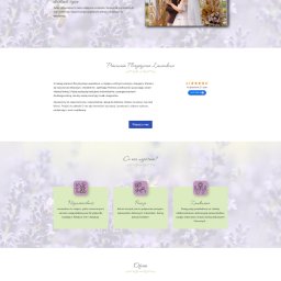 Scribnet - Fragment strony internetowej pracowni florystycznej Lawendowo z prezentacją pary młodej pod ozdobnym łukiem z suszonych traw i kwiatów, promujący dekoracje ślubne.