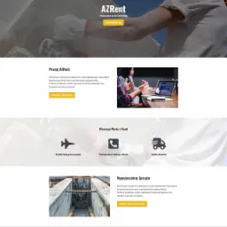 Strona internetowa wypożyczalni sprzętu budowlanego AZRent z pracownikiem w masce, oferująca szybki dostęp, profesjonalną obsługę i dostawę narzędzi.